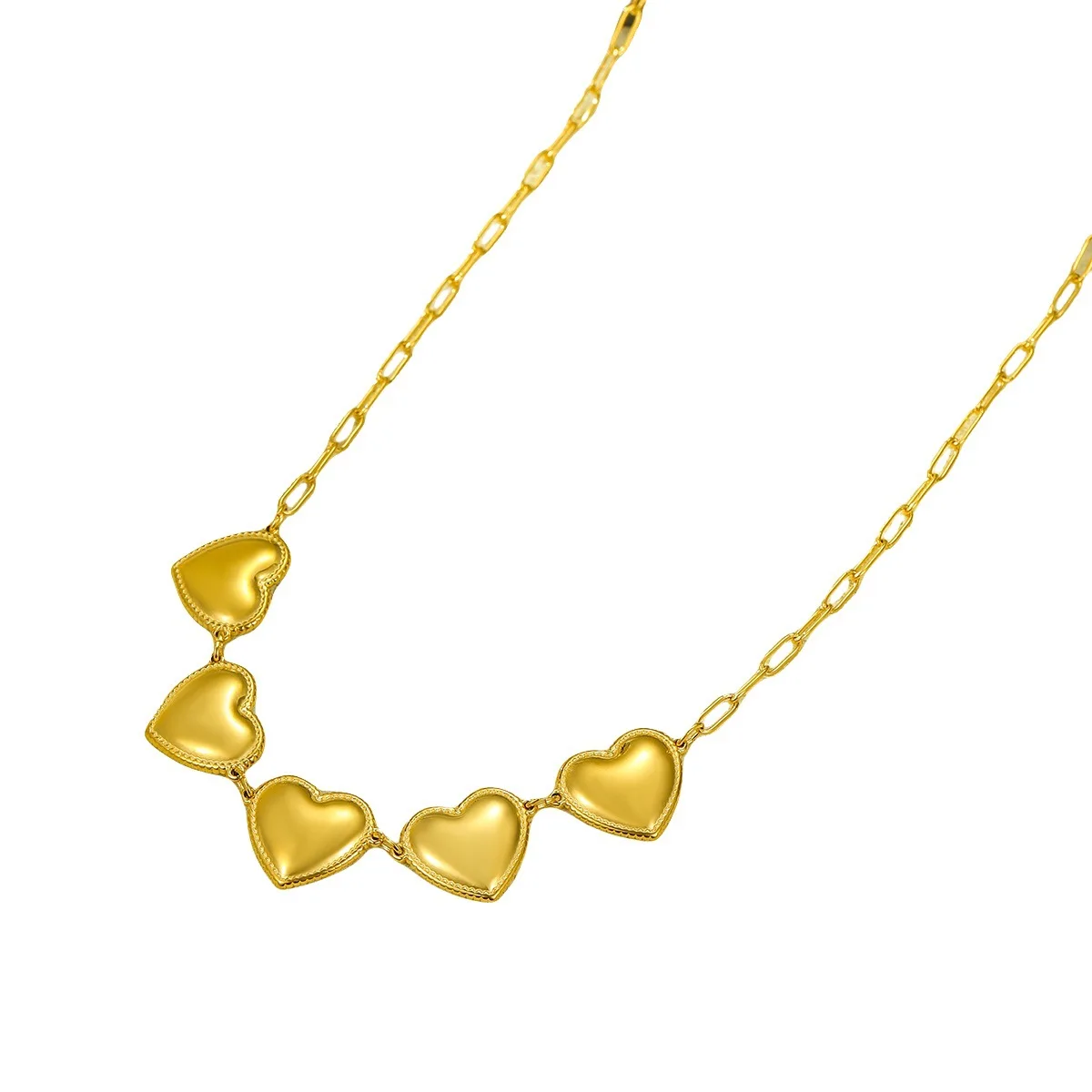 European and American stainless steel necklace, heart-shaped pendant gold-plated non-fading collarbone chain