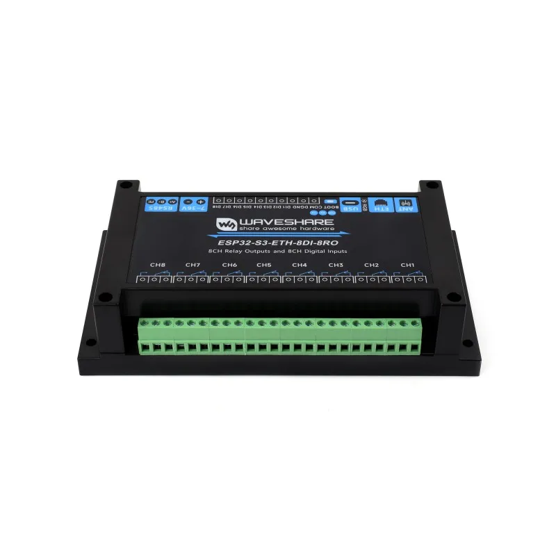 Industrial 8-Channel ESP32-S3 WiFi Relay Module,Onboard isolated RS485 interface,Built-in Xtensa 32-bit LX7 Dual-core Processor