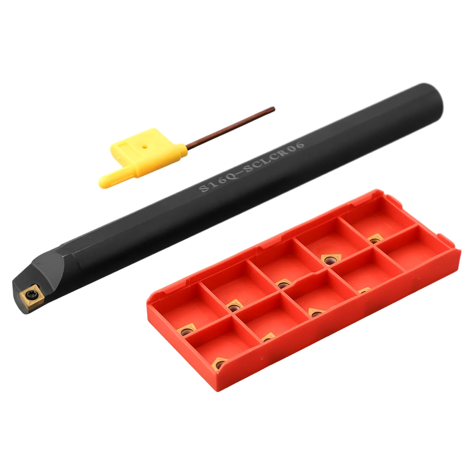 Long Service Life 16mm S16Q SCLCR06 Internal Lathe Boring Bar Turn Tool Kit with 10 CCMT060204 Carbide Inserts for CNC Machining