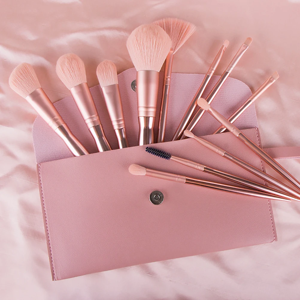 

12pcs Premium Makeup Brush Kit Rose Gold Powder Brush Tools Set For Women Professional Dense Bristles No Shedding Safe