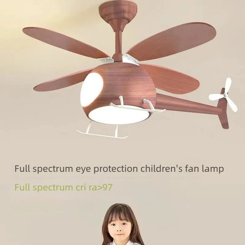 Modern Creative Helicopter Ceiling lamps with fan Children room decor Light Fixture Romote Control Dimming Cartoon Led Lighting