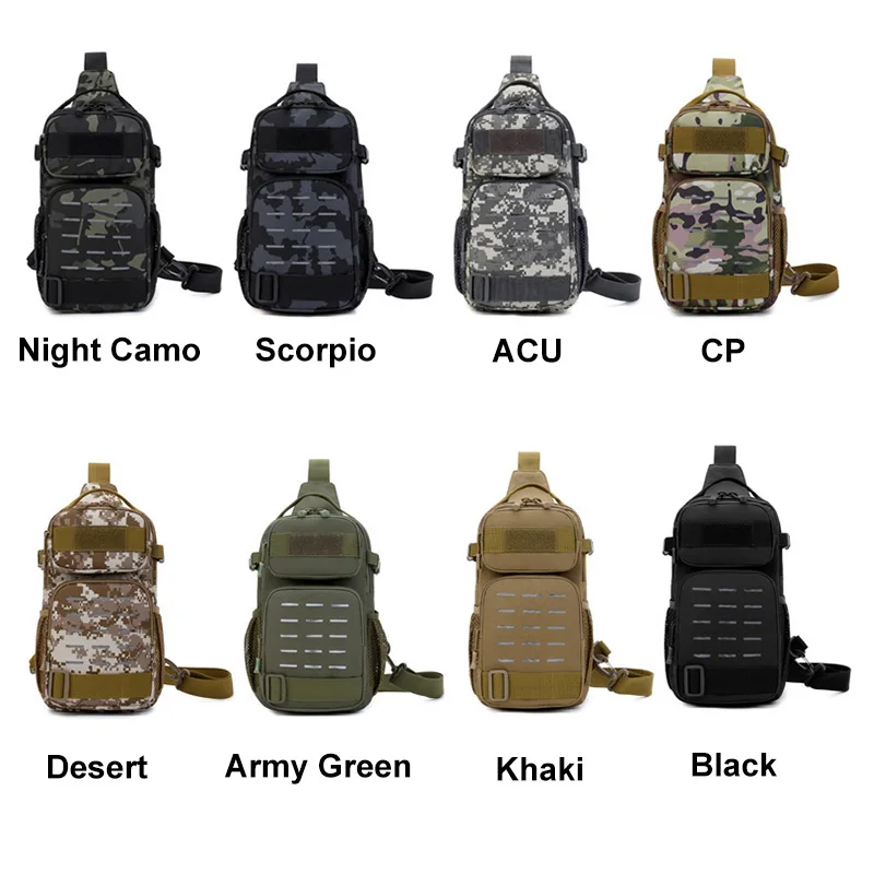 WINCENT Tactical Sling Shoulder Bags Waterproof Night Reflective Strip Pack EDC New Molle Chest Bag 10L Capacity Wear-resisting