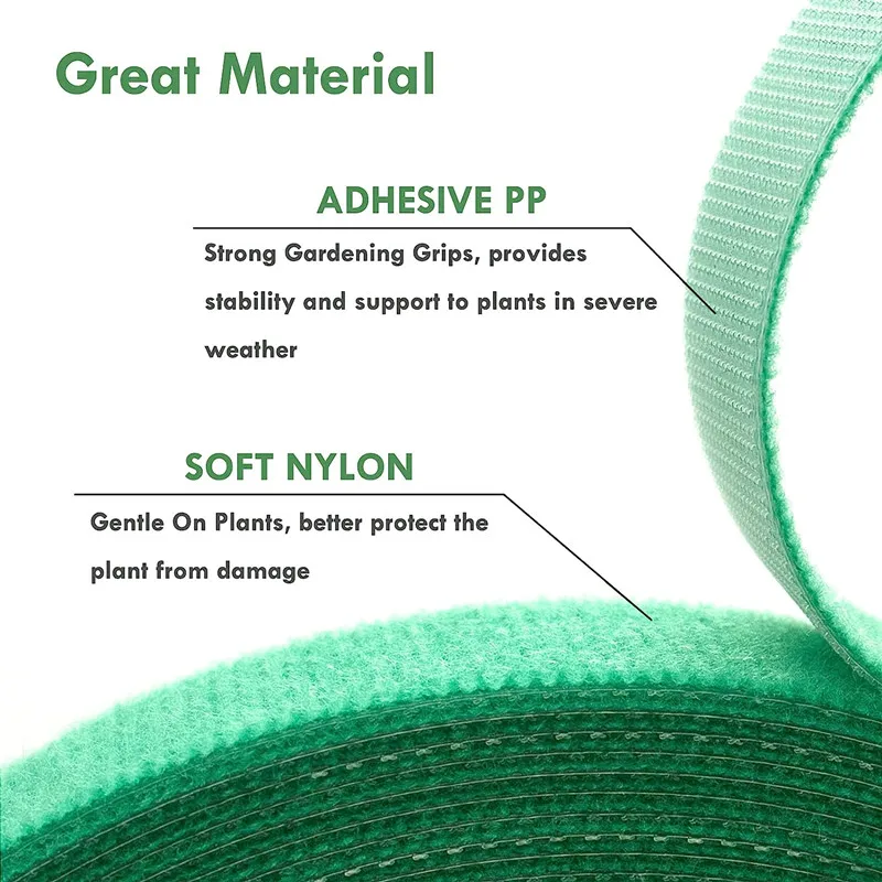 Green Garden Twine Plant Ties, Nylon Hook Loop, Gancho de Jardim, Envoltório de Bambu, Acessórios de Suporte, 10m, 5m, 2m