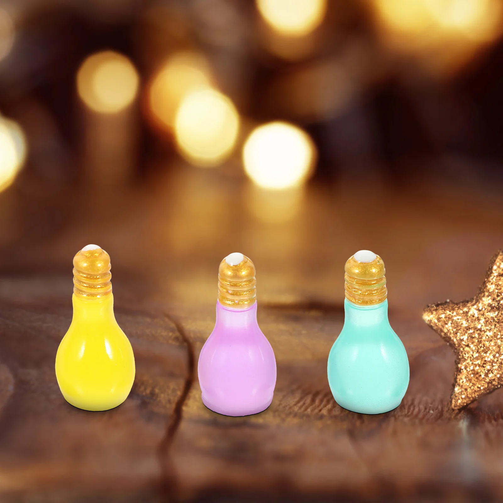 30 Pcs DIY Fluorescent Accessories Mini Home Decoration Miniature Resin Bulb Model Keychain