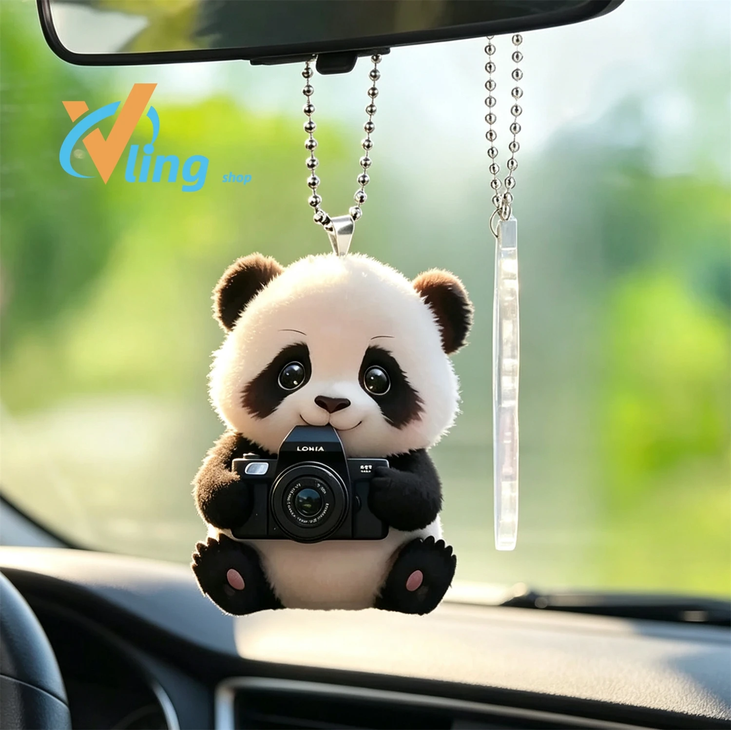 Cartoon Panda Acrylic Pendant Keychain Cute Phone Bag Charm Car Rearview Mirror Hanging Ornament Sweet Gift for Ladies Girls