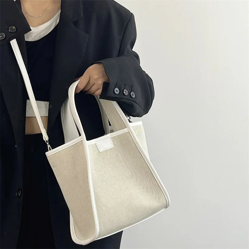 Canvas Bag, New Water Bucket Bag, Fashionable and Versatile, One Shoulder Art, Simple and Commuter Handheld Crossbody Bag
