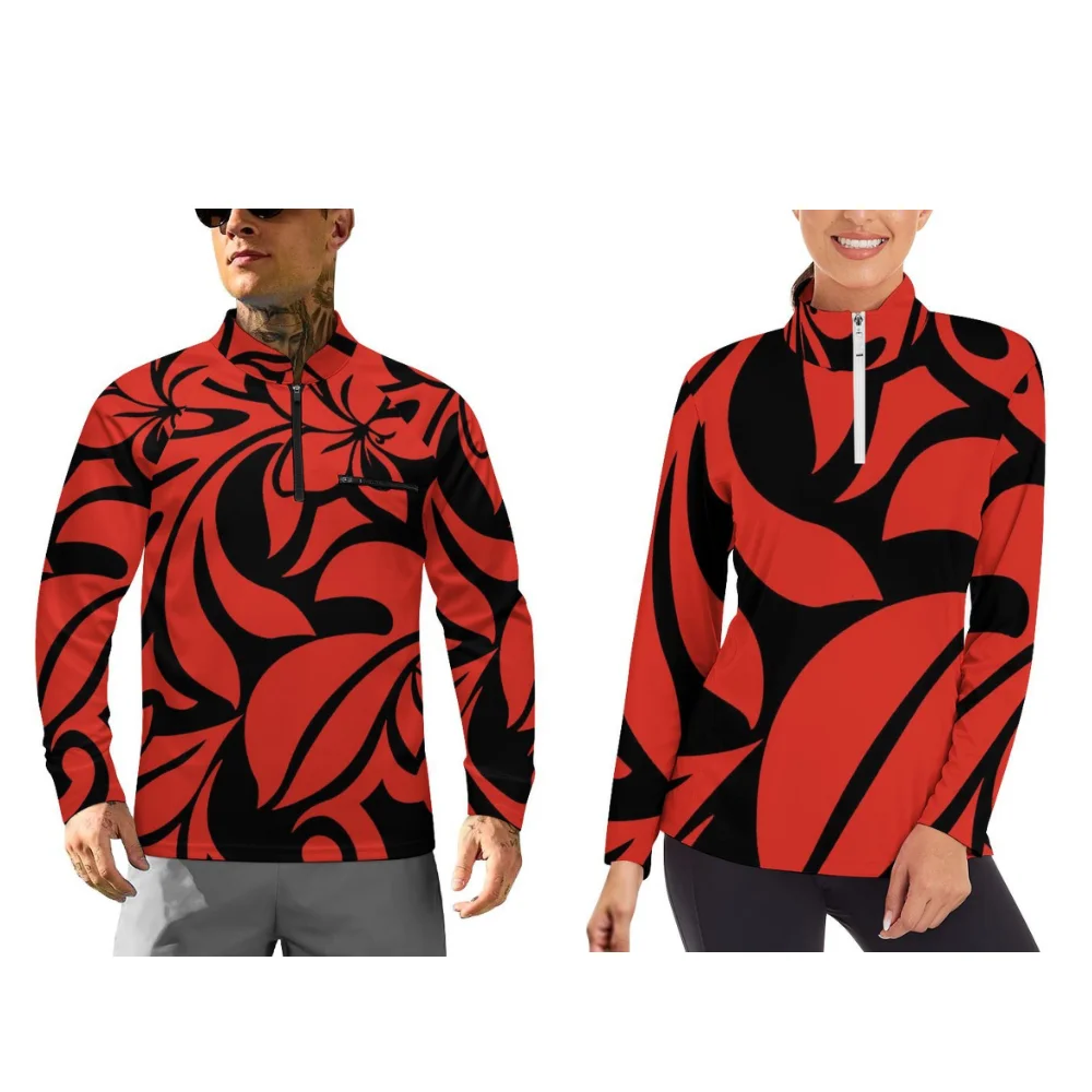 Polynesian Long-Sleeved Couple Sportswear 2025 New Design Customizable Pattern Breathable Fabric