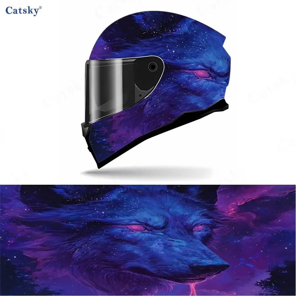 Adesivo para capacete de motocicleta à prova d'água, material PVC Nebula Wolf, adere firmemente e não cai, à prova d'água e resistente às intempéries.