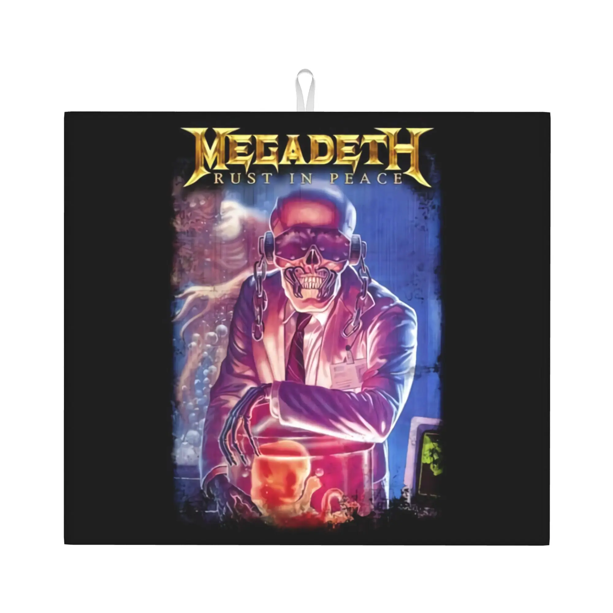 Megadeths Heavy Metal Band Drying Mat For Kitchen Waterproof Non‑Slip Oil Proof Reusable  Bathroom Countertop Protector Mat