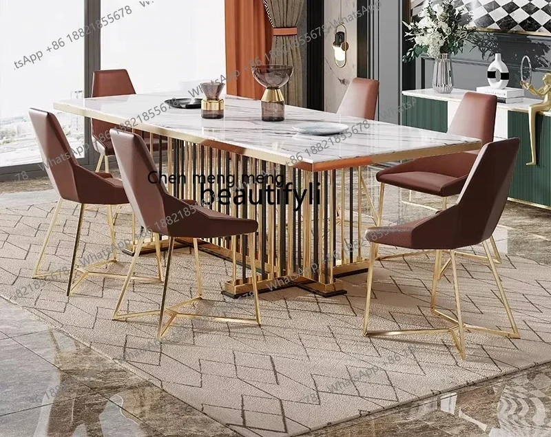 M178 Italian light luxury marble table and chair combination modern simplicity,high-end rectangular Nordic restaurant furniture2