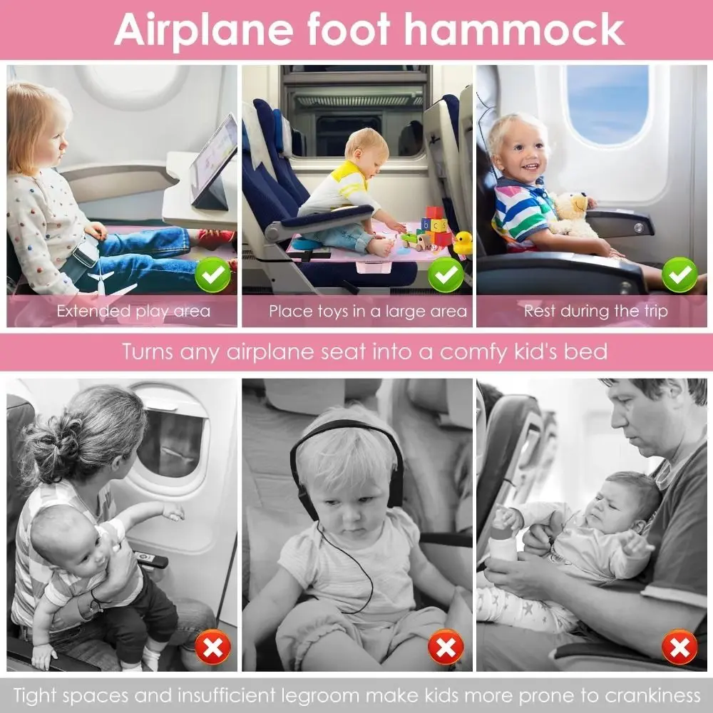 Children's Travel Portable Airplane Bed Cute Cartoon Oxford Pedals Bed Airplane Hammock Toddler