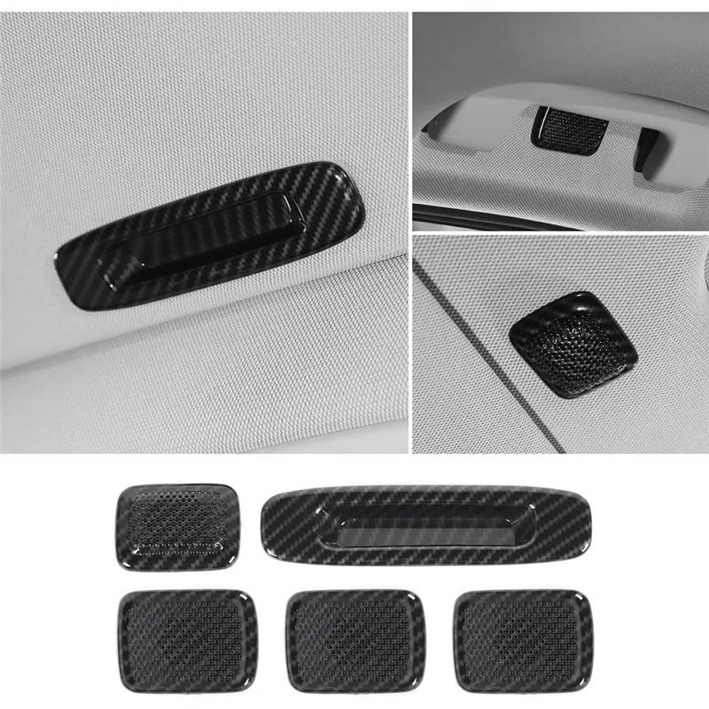 For Chevrolet Silverado GMC Sierra 2014-2018 Roof Speaker Handle Trim Cover Kit Interior Accessories ,ABS Carbon