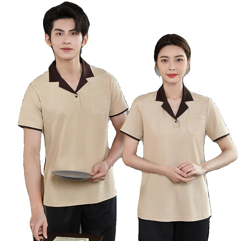 Hotel Room Cleaning Staff Uniform Lapel Short Sleeve Housekeeping Property Summer Unisex HotelPACleaning Uniform Set