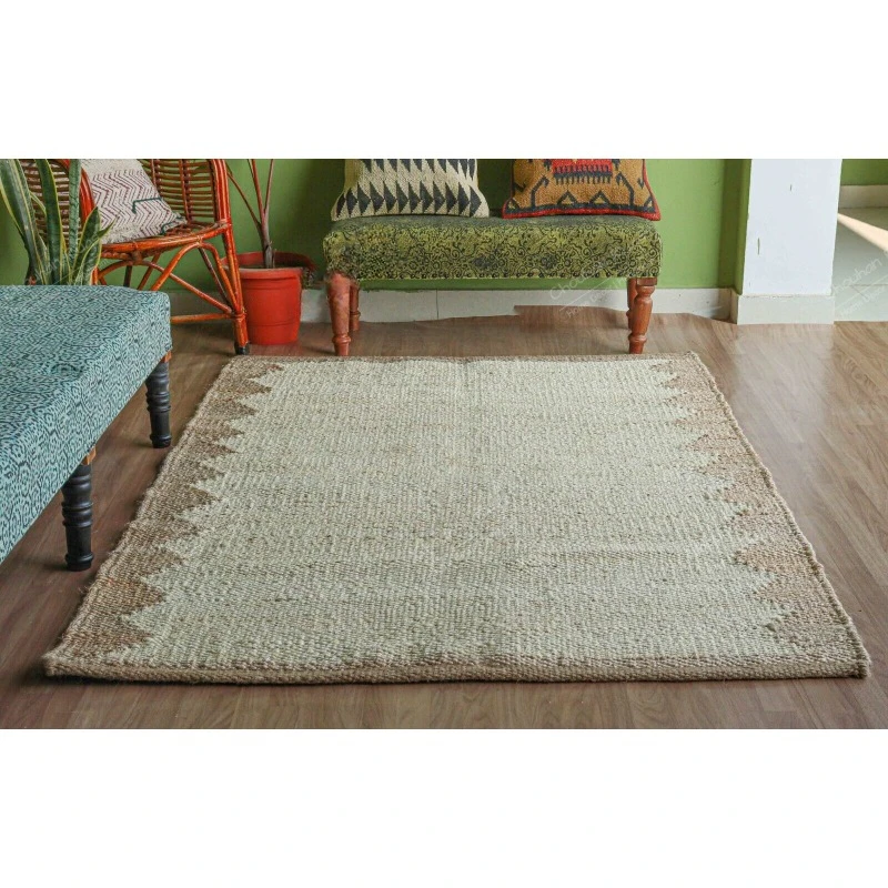 Indian Handwoven Hemp Jute Rug Off White with Beige Hemp Rug Home Décor Rug