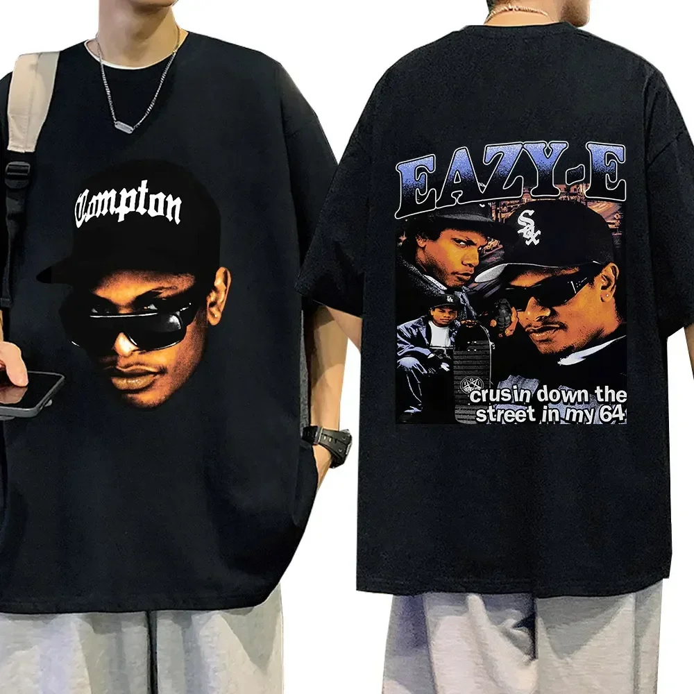 

Rapper Eazy E Graphic Print T-shirt Men's Retro Harajuku T-shirt Summer 100% Cotton Hip Hop Style Short Sleeve Top