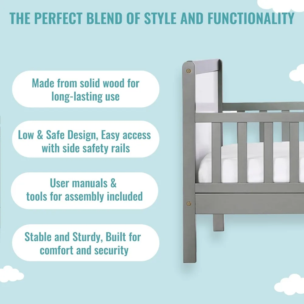 Dream on Me Brookside Toddler Bed, Steel Grey