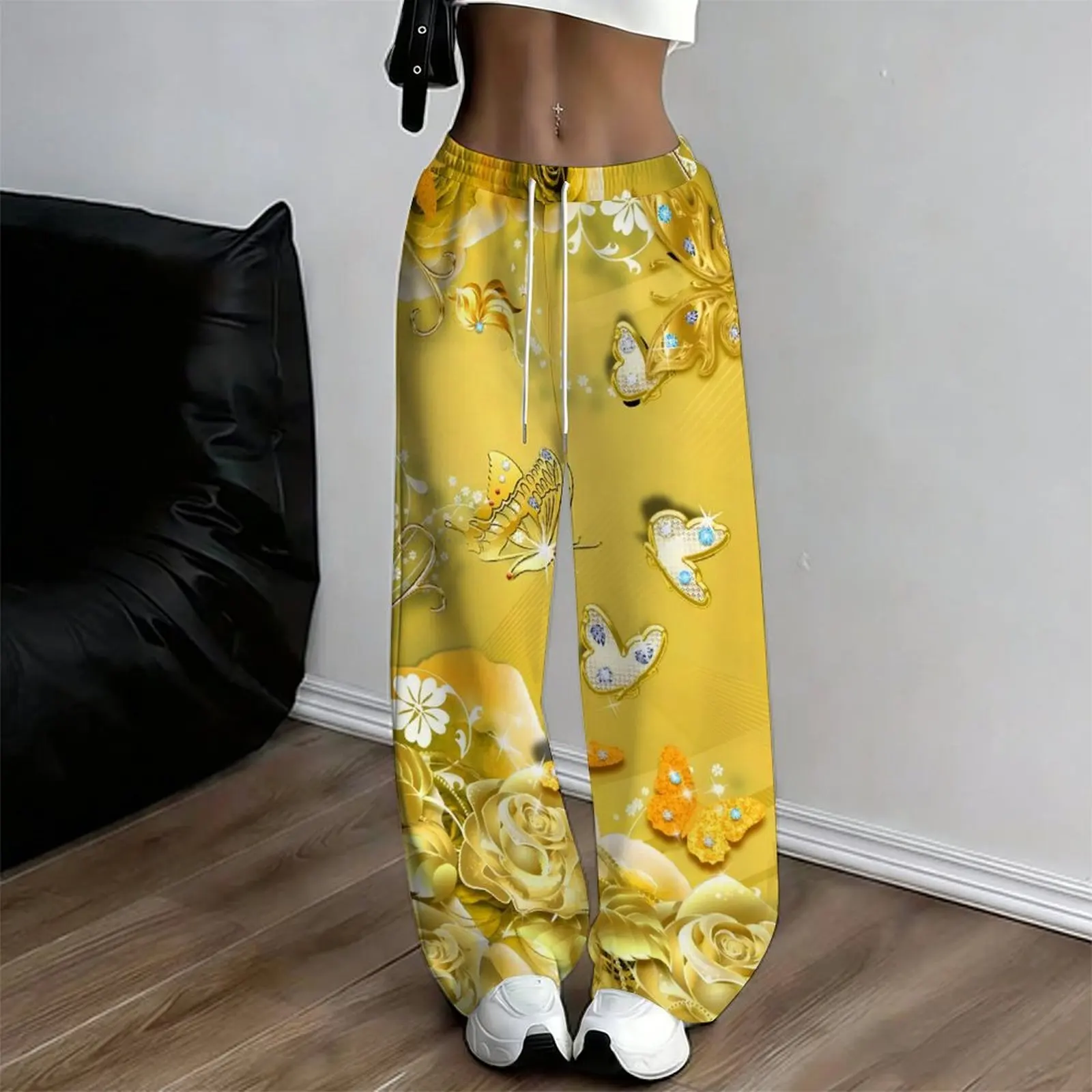 Women's Autumn Winter Casual Wide Leg Pants, Fashion Everyday Commuting Trousers, Retro Loose Vacation Pants