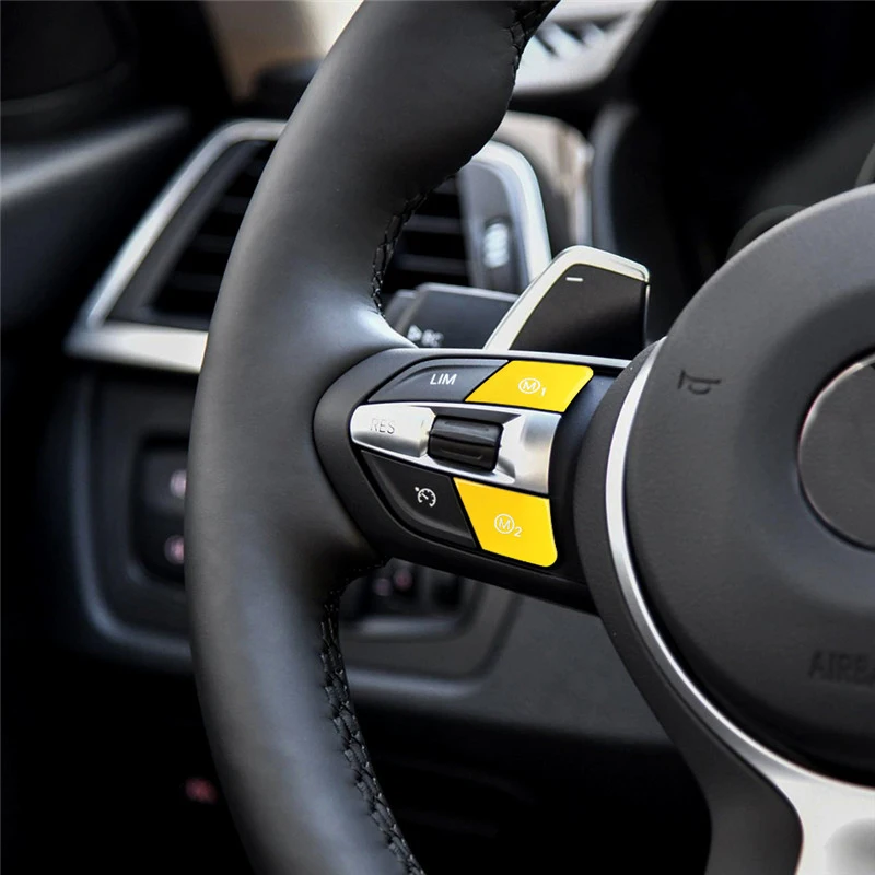 Car Steering Wheel Yellow M1 M2 Switch Button Cover Trim For BMW F30 F20 F80 M3 F82 M4 M5 F06 F12 F13 M6