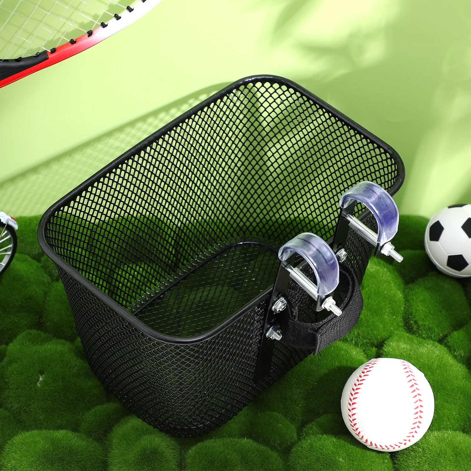 

1Set Universal Front Bike Basket Black Iron Mesh Detachable Bicycle Storage Carrier Quick Install Front Handlebar Cargo Rack