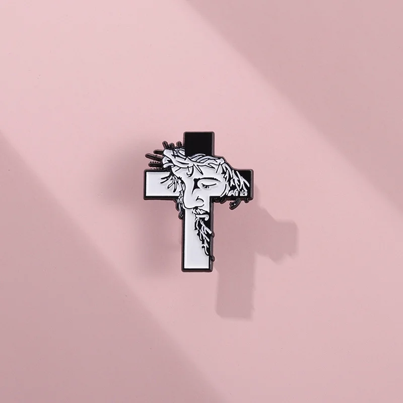 Pin Club | Zwart Wit Punk Custom Broches Jesus Cross Trouw Creatieve Legering Hoed Versiering Sieraden Geschenken Voor Vrienden