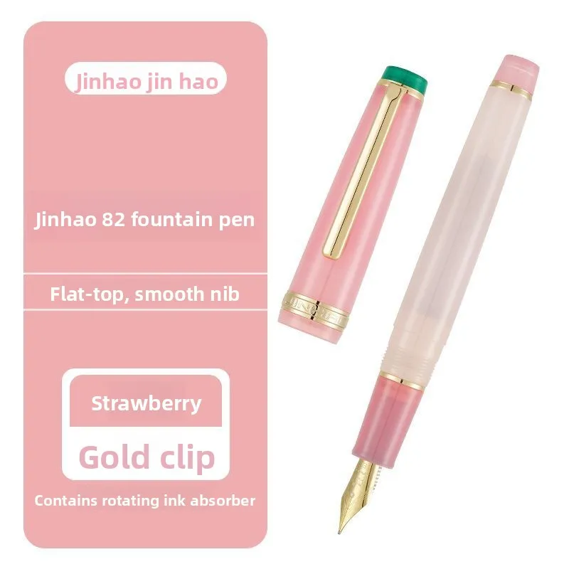 

Limited Jinhao 82 Sakura Acrylic Fountain Pen EF/F/M/Bent Nib Golden Trim with Converter Writing Pens for Writing