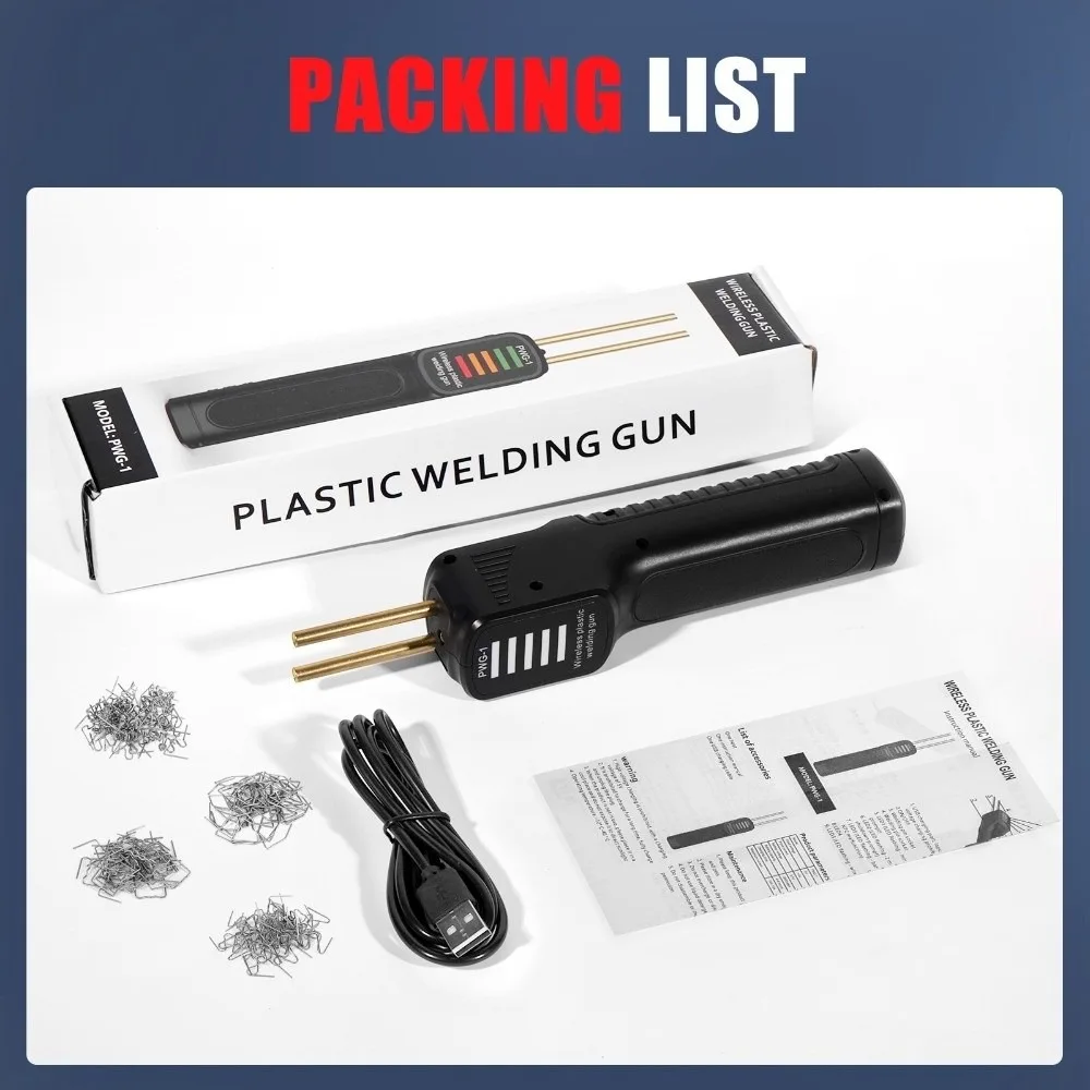 Handheld Plastic Welding Machine LCD Display Wireless Charging Hot Stapler Welder 200PCS Staples 2600mAh Battery