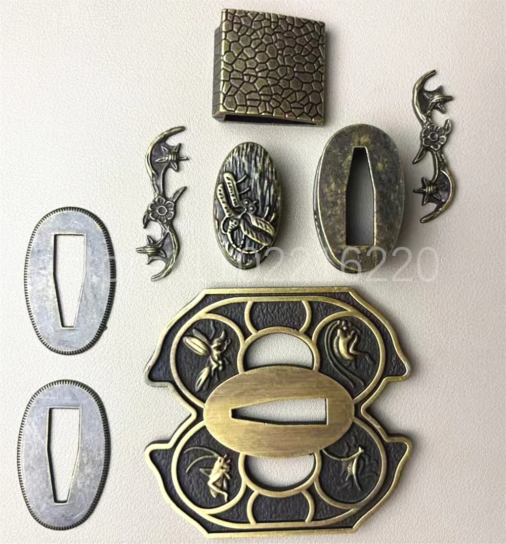Very Nice Alloy Tsuba Handguard Guard Fuchi Kashira Menuki Habaki Seppa For Real Japanese Japan Samruai Katana Sword Fittings