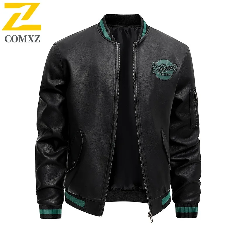 

COMXZ Men Autumn New Jacket Casual Baseball Collar Outdoor Riding Wind Resistant Motorcycle Coat High End Urban Style Clothing