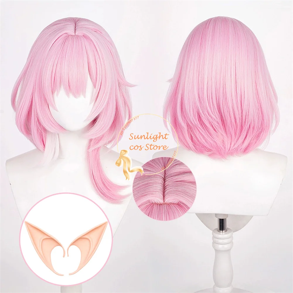 

HSR Cyrene Cosplay Wig 38cm Pink Mixed White Wigs PhiLia093 Cosplay Anime Wig For Women Heat Resistant Synthetic Hair + Wig Cap