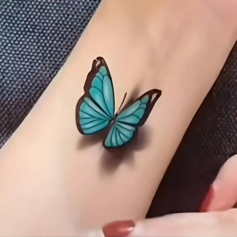 20 Sheets Of Colorful Butterfly Tattoo Stickers - Waterproof & Long Lasting Temporary Tattoos For Women, Daily Party Vocation Body Art Decorations view 2
