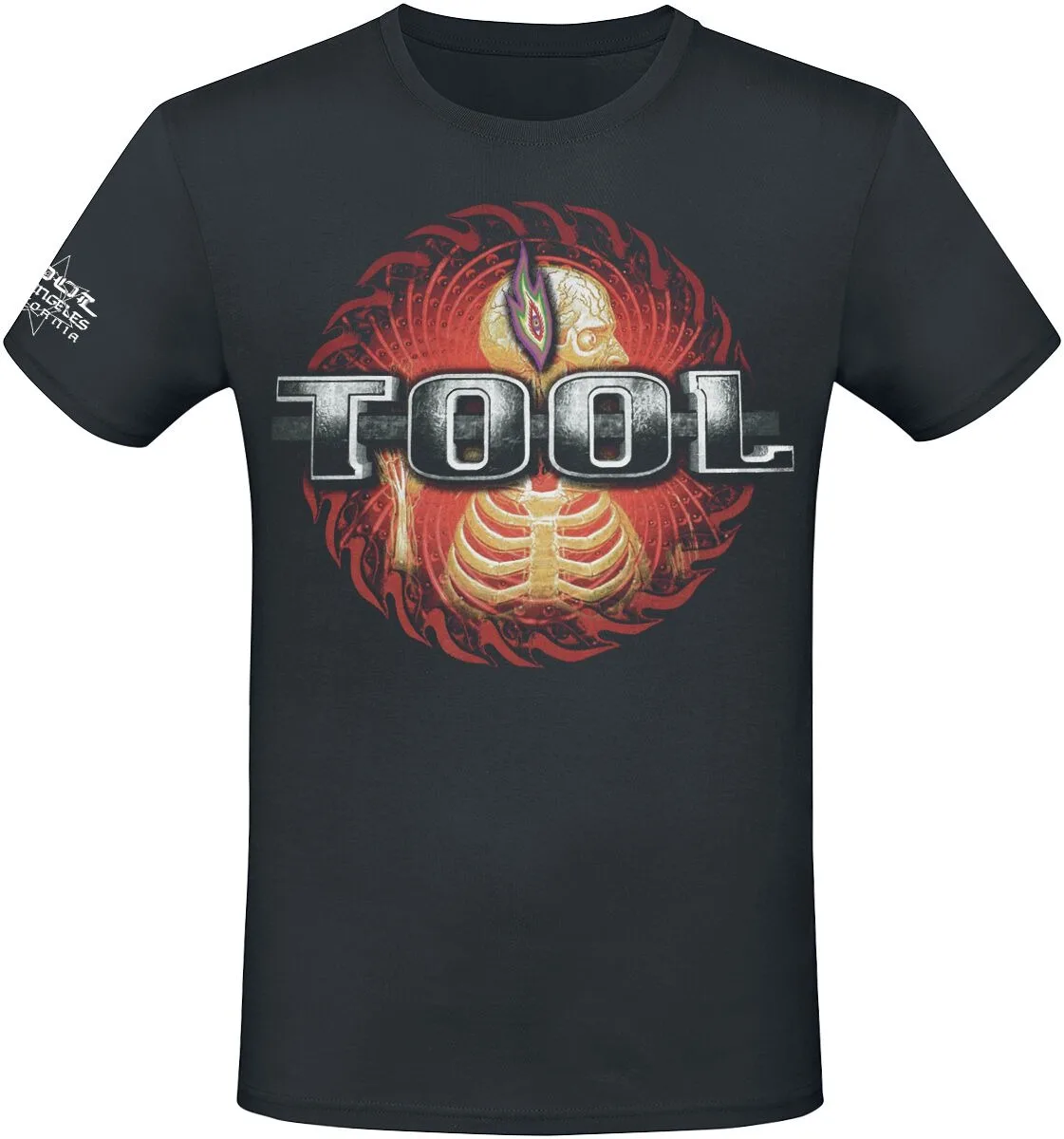 

Crew Neck T - Shirt with Tool Art Skeleton Creative - Inspired Graphic Featuring Rock Art for Fans
