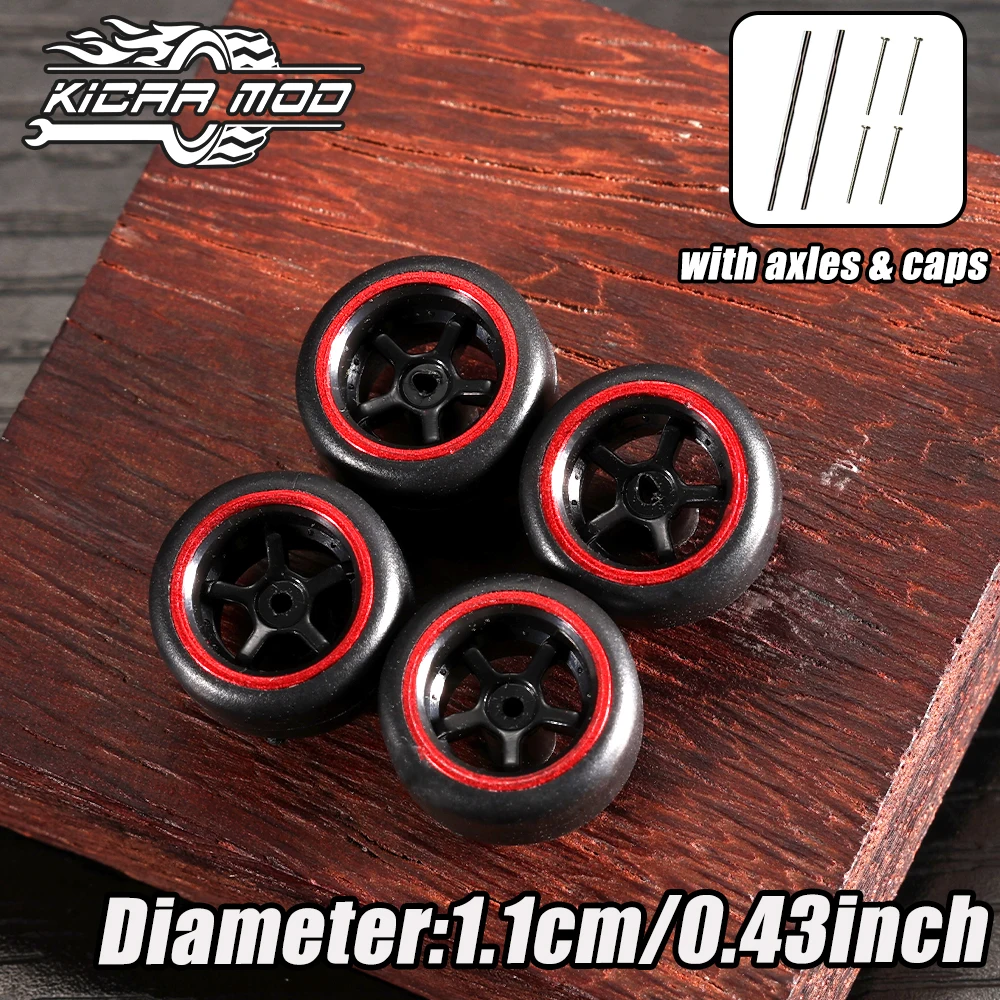 

KicarMod 1 64 Scale wheels Models Car Black Red Circle Wheels Tires Vehicle Toy for Hot Wheels Hobby Modified Parts 4PCS(1Set)