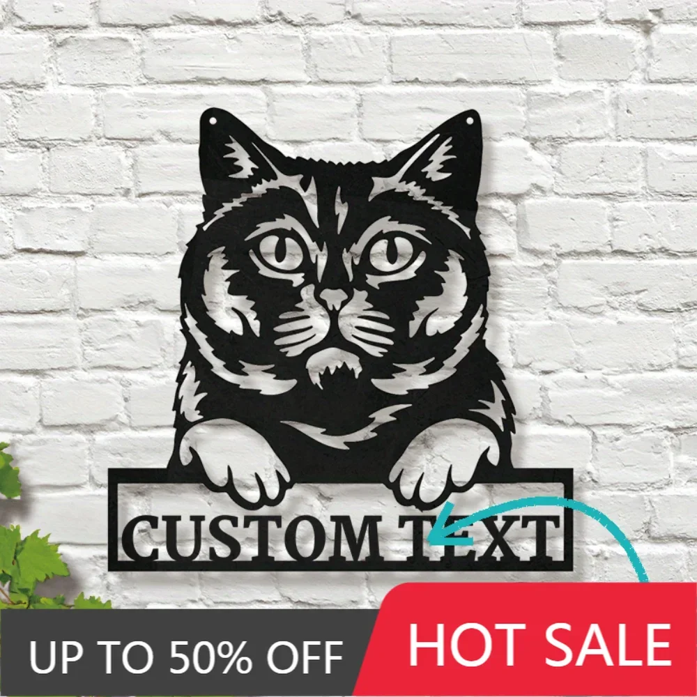 

Iron Wall Hanging,Unique Tailored British Shorthair Cat Metal Wall Art with Custom Name Inscription Ideal Elegant Gift for Cat L
