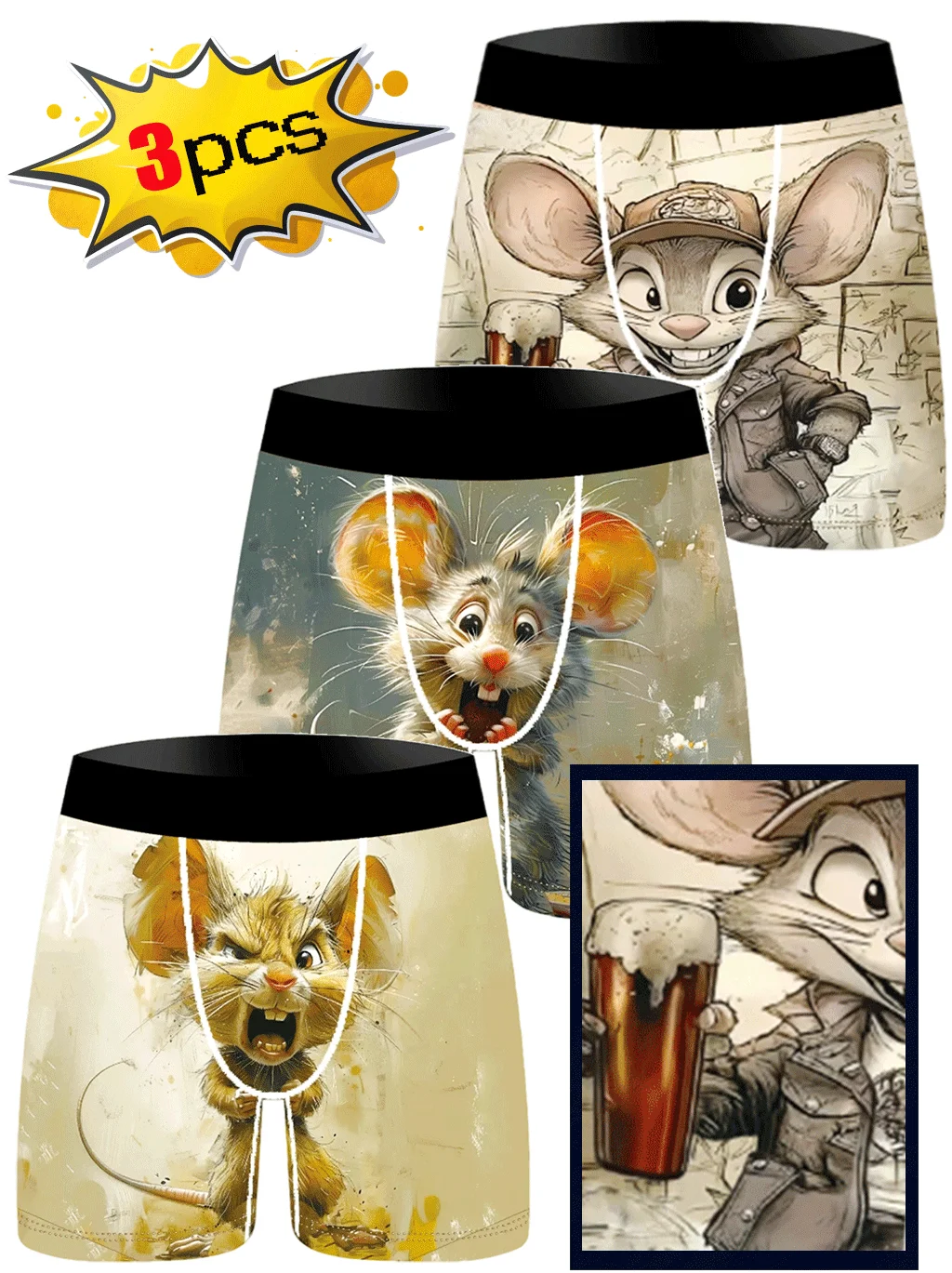 

3 шт. шорты-боксеры из ледяного шелка, мужское нижнее белье, летние дышащие трусы, U-образное выпуклое нижнее белье, дышащие сексуальные трусики