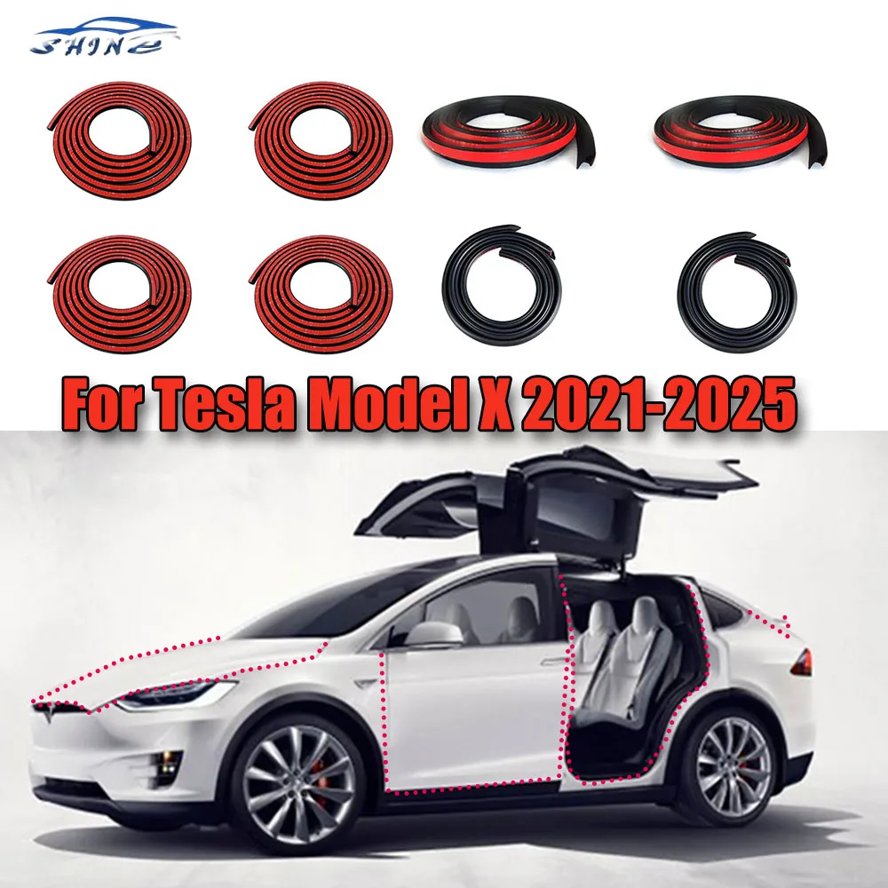 Door Seal Soundproof Kit for Tesla Model X 2021-2025 Rubber Weather Draft Seal Strip Wind Noise Kit Front Trunk Cover Strip