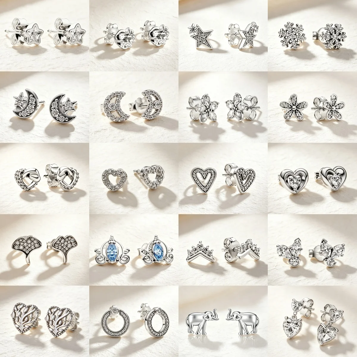 925 Silver Exquisite and Compact Star Moon Heart-Shaped Snowflake Zircon Earrings for Women Minimalist Engagement Party Jewelry