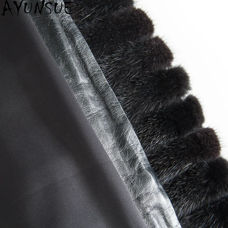 AYUNSUE Cappotto di pelliccia di visone Donna Cappotti corti per donna Inverno Nero Abbigliamento stile di lusso per donna Pelzmantel Damen di alta qualità