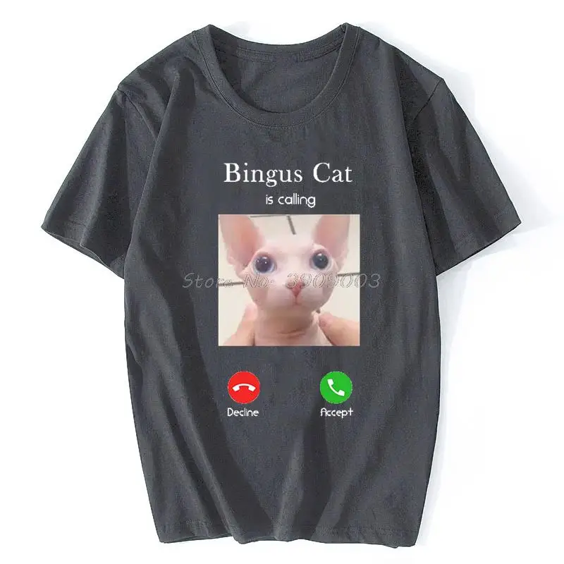 Bingus Cat Is Calling Memes T Shirt New Fashion Cat Print T-shirt Men Cotton Tshirt Funny Tees Tops Tees Top Streetwear Harajuku