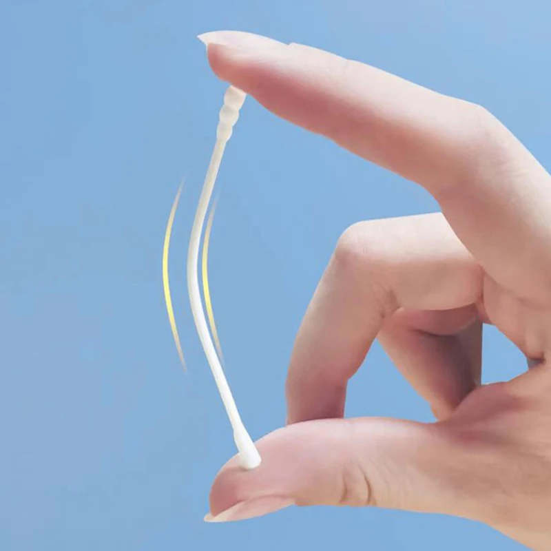 200 قطعة مزدوجة المتاح أعواد قطنية ماكياج الأنف الأذن العصي تنظيف الوبر الحرة القطن دوامة الأذن الرعاية براعم مسحات أداة العناية بالطفل