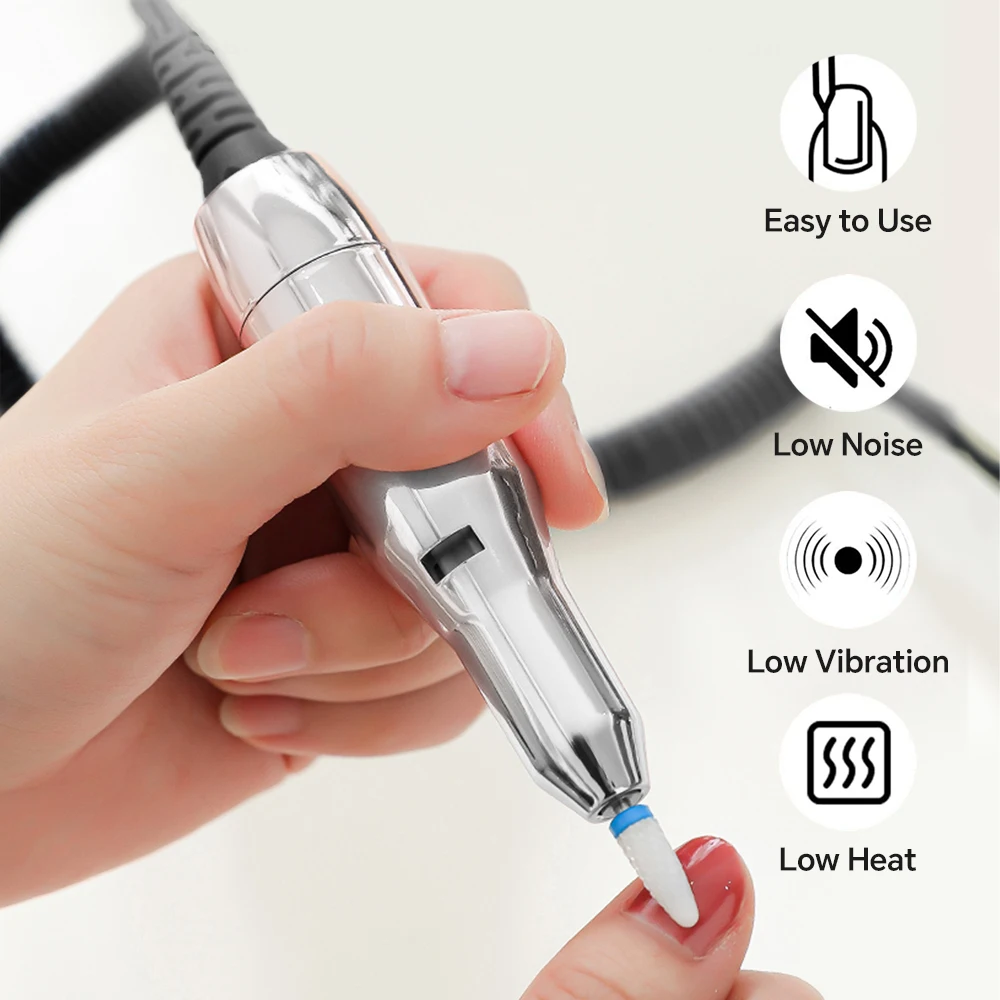 مبرد مثقاب أظافر كهربائي احترافي، مجموعة أدوات مبرد أظافر قابلة لإعادة الشحن مع مجموعة لقم لإزالة تلميع أظافر جل الأكريليك #2