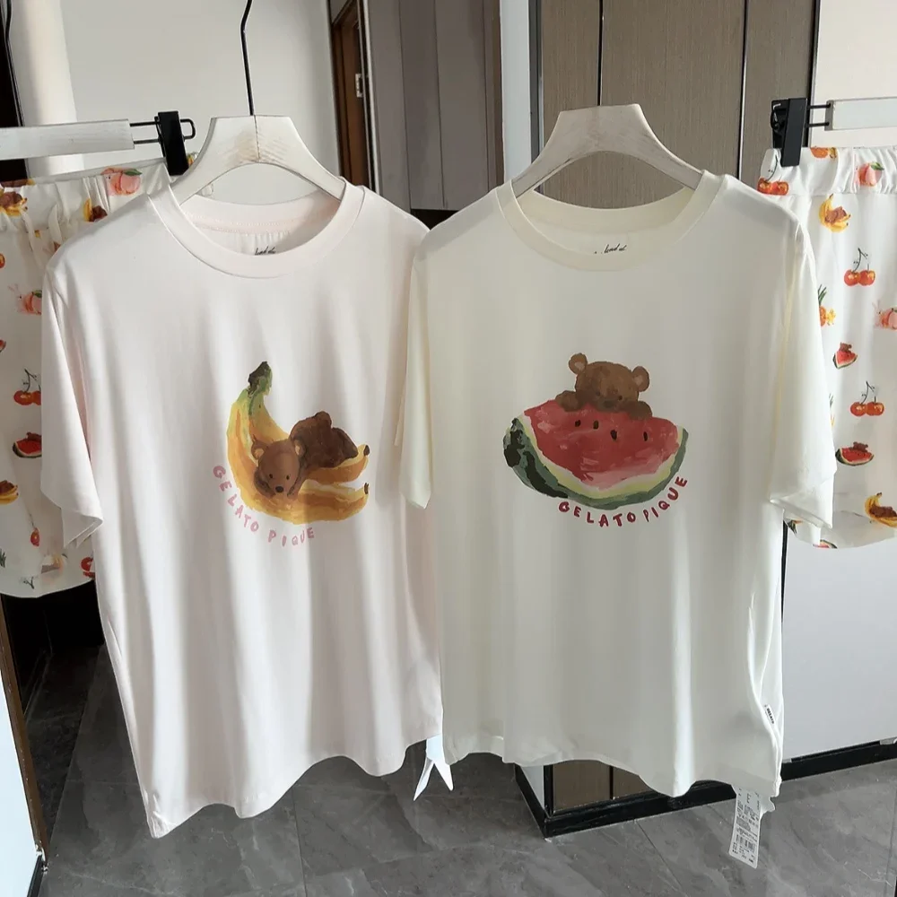 女性のモーダルパジャマセット,Tシャツとショーツ,サマールーム