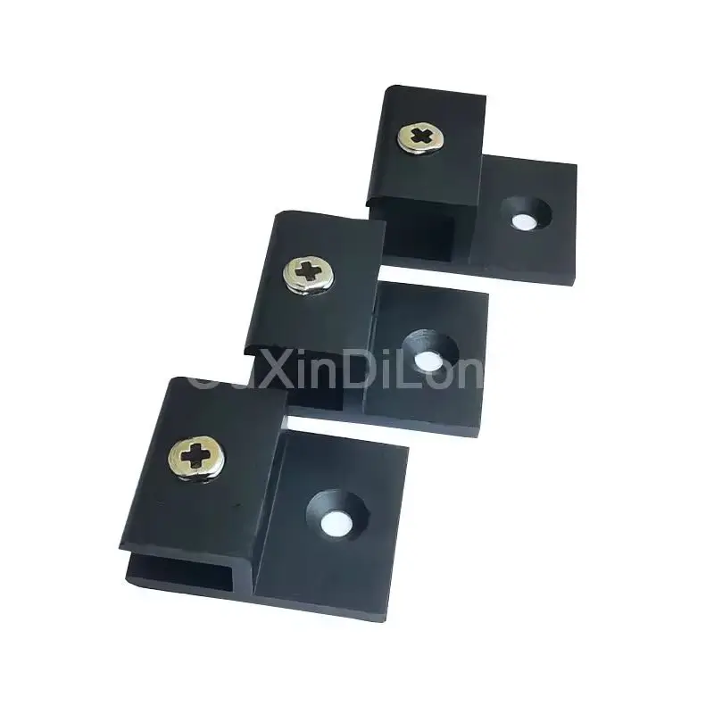 4PCS Aluminum Alloy Glass Clamp Acrylic Mirror Clips Wall Mount Holder Clamp H Shaped Brackets Bathroom Hardware Black GF835