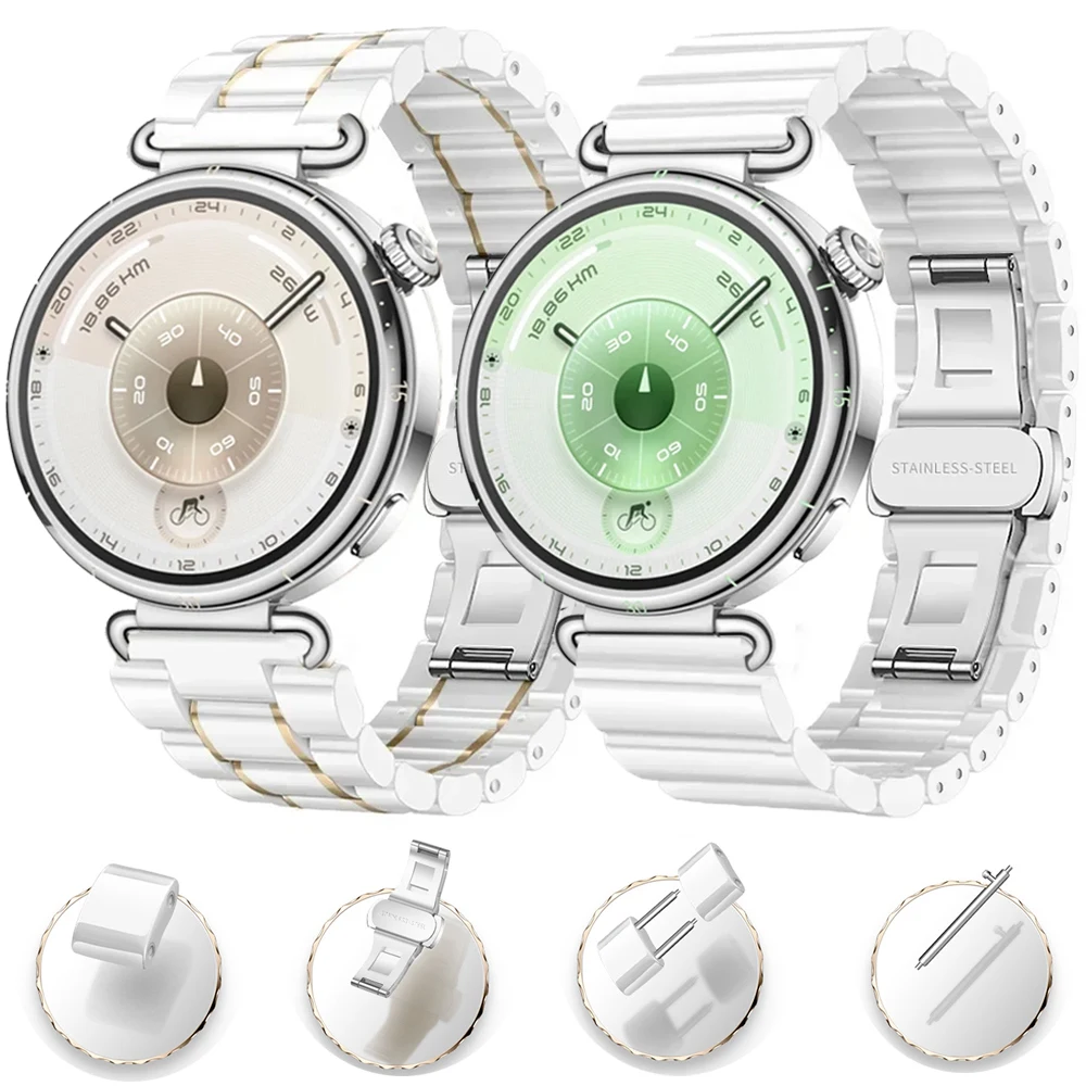 

Керамический ремешок 18 мм для Huawei Watch GT6/GT5/GT4, 41 мм, металлический браслет для Huawei Watch 5/GT5 Pro, 42 мм, модный аксессуар для браслета