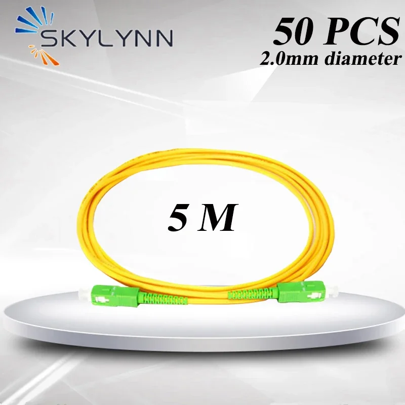 50PCS 5M Length SC/APC-SC/APC SM G652D/G657A1/G657A2 SX Core 2.0mm Diameter Fiber Optic Patch Cord With Yellow LSZH Jacket