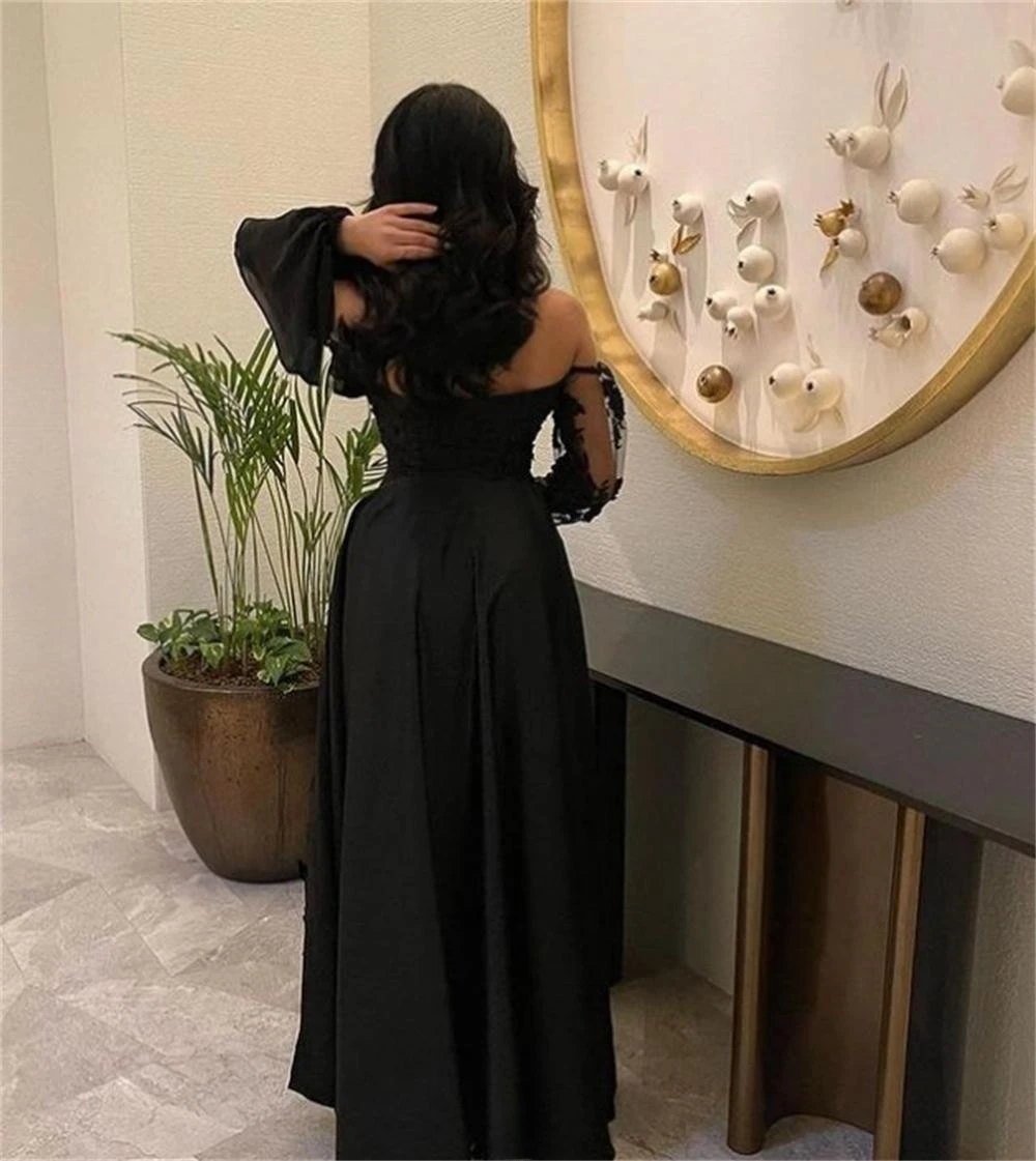 Customized Prom Dress Eleagnt Spaghetti Strap Sheath Party Dresses Floor Length Court Lace Applique Taffeta Formal Evening Gowns