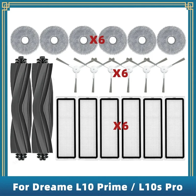 

20 шт. сменные аксессуары для пылесоса Dreame Bot L10 Prime/L10S Pro, основная боковая щетка, фильтр Hepa, ткань для швабры