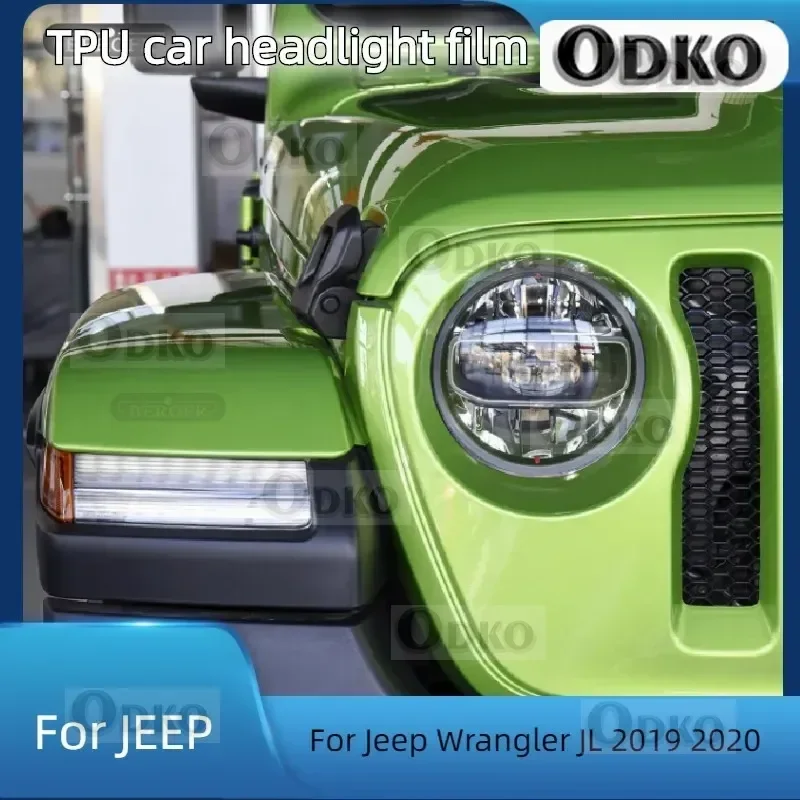 

For Jeep Wrangler JL 2019 2020 Car Headlight Protection Tint Film Smoke Black Transparent TPU Protective Sticker Accessories