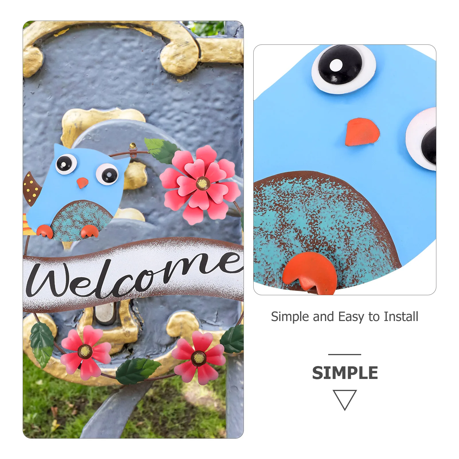 

3D Iron Decor Sign Hanging Owl Art For Bedroom Living Room Garden Owl Welcome Sign Hanging Decorative Plaque Garden Wall Art