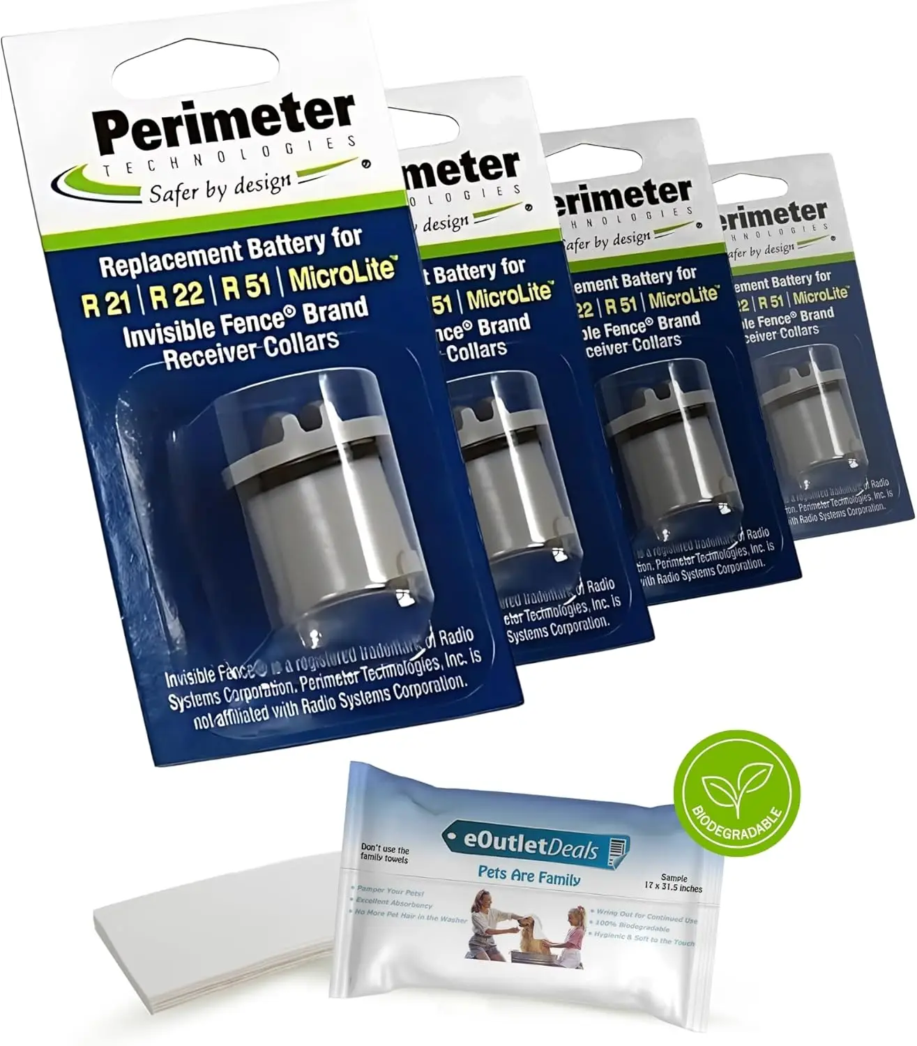 

Compatible Invisible Fence Collar Battery with Pet Towel (4 Pack) - Long-Lasting & Waterproof for Dog Safety