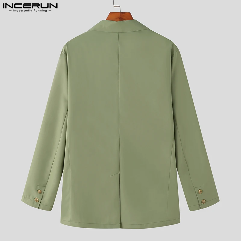 INCERUN Tops 2024 Korean Style Handsome New Men Pendant Design Blazer Casual Streetwear Male Solid Long Sleeved Suit Coats S-5XL